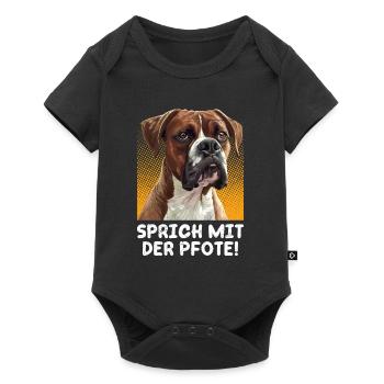 Deutscher Boxer SPRICH MIT DER PFOTE! Boxer Hund - Baby Premium Kurzarmbody - Schwarz - Vorne