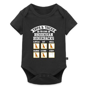 Hundetraining Rhodesian Ridgeback TIPPS UND TRICKS - Baby Premium Kurzarmbody - Schwarz - Vorne