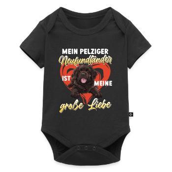 Neufundländer MEIN PELZIGER NEUFUNDLÄNDER LIEBE - Baby Premium Kurzarmbody - Schwarz - Vorne
