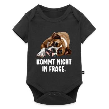 Deutscher Boxer KOMMT NICHT IN FRAGE Lustiges - Baby Premium Kurzarmbody - Schwarz - Vorne