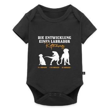 Labrador Hund DIE ENTWICKLUNG EINES LABRADORS - Baby Premium Kurzarmbody - Schwarz - Vorne