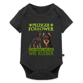 Doberman Hundebesitzer PELZIGER FOLLOWER KLEBER - Baby Premium Kurzarmbody - Schwarz - Vorne