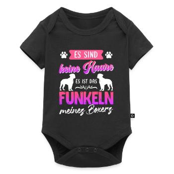 Boxer Hund KEINE HAARE FUNKELN MEINES BOXERS - Baby Premium Kurzarmbody - Schwarz - Vorne