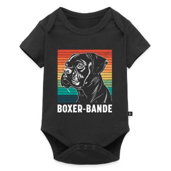 Deutscher Boxer Hundepapa BOXER-BANDE Lustiges - Baby Premium Kurzarmbody - Schwarz - Vorne