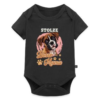 Deutscher Boxer STOLZE BOXER MAMA Boxer Besitzerin - Baby Premium Kurzarmbody - Schwarz - Vorne
