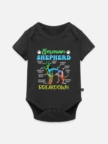 German Shepherd BREAKDOWN Lustiges Schäferhund - Baby Premium Kurzarmbody - Schwarz