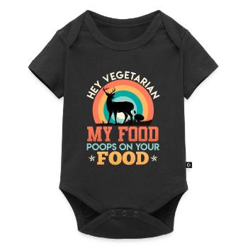 Anti Vegan MY FOOD POOPS ON YOUR FOOD Meat Fan - Baby Premium short-sleeve bodysuit - black - Front