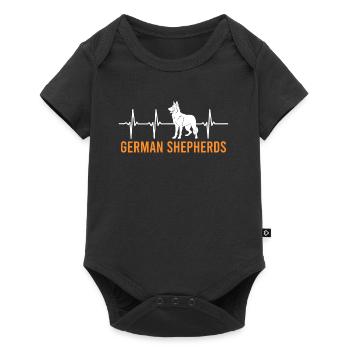 German Shepherd HEARTBEAT German Shepherds - Baby Premium short-sleeve bodysuit - black - Front