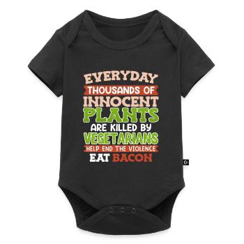 Anti Vegan THOUSANDS OF INNOCENT PLANTS KILLED - Baby Premium short-sleeve bodysuit - black - Front