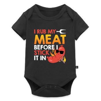 Amateur de viande JE FROTTE MA VIANDE AVANT DE LA COLLER - Body à manches courtes Premium Bébé - noir - Devant