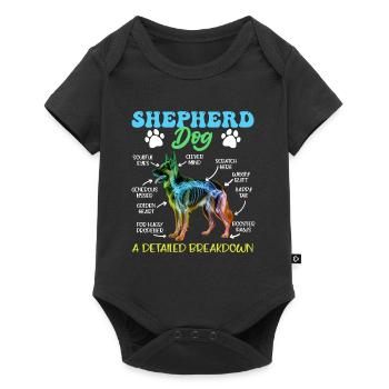 German Shepherd SHEPHERD DOG DETAILED BREAKDOWN - Baby Premium short-sleeve bodysuit - black - Front