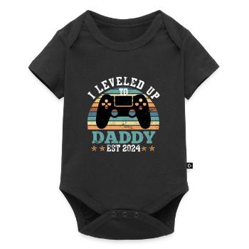 Vintage Dad 2024 Saying Leveled up to Daddy - Baby Premium short-sleeve bodysuit - black - Front
