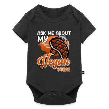 Meat Fan ASK ME ABOUT MY VEGAN STEAK Anti Vegan - Baby Premium short-sleeve bodysuit - black - Front