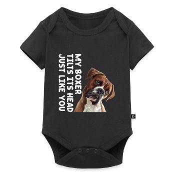 Boxer Owner MY BOXER TURNS HIS HEAD LIKE YOU - Baby Premium short-sleeve bodysuit - black - Front