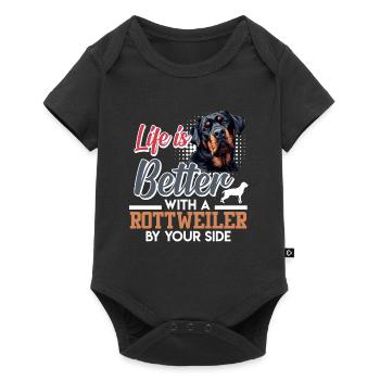 Rottie owner LIFE IS BETTER WITH ROTTWEILER - Baby Premium short-sleeve bodysuit - black - Front