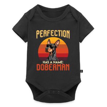 Doberman Hund PERFEKTION HAT EINEN NAMEN - Baby Premium Kurzarmbody - Schwarz - Vorne
