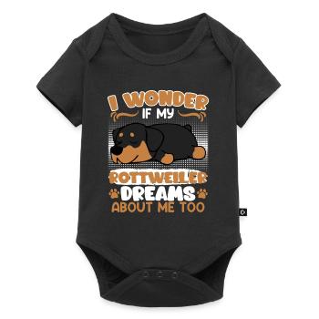 Rottie Owner WONDER IF MY ROTTWEILER DREAMS - Baby Premium short-sleeve bodysuit - black - Front