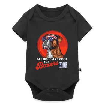 Boxers allemands TOUS LES CHIENS SONT COOL, MAIS LES BOXERS RÈGNENT EN MAÎTRES - Body à manches courtes Premium Bébé - noir - Devant