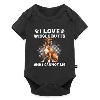 Propriétaire d’un boxer J’ADORE REMUER LES FESSES ET JE NE PEUX PAS MENTIR - Body à manches courtes Premium Bébé - noir - Devant