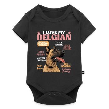 Belgian Shepherd LOVE MY BELGIAN MALINOIS - Baby Premium short-sleeve bodysuit - black - Front