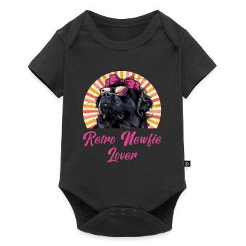 RETRO NEWFIE LOVER Terre-Neuve Chien Maman - Body à manches courtes Premium Bébé - noir - Devant