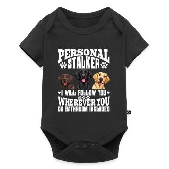 Labrador Funny WILL FOLLOW YOU WHEREVER YOU GO - Baby Premium short-sleeve bodysuit - black - Front