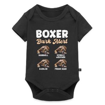 BOXER BARK ALERT Deutscher Boxer Lustiges - Baby Premium Kurzarmbody - Schwarz - Vorne