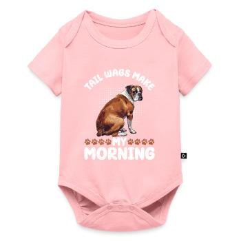 Chien Boxer remue la queue rendre mon matin drôle - Body à manches courtes Premium Bébé - rose - Devant