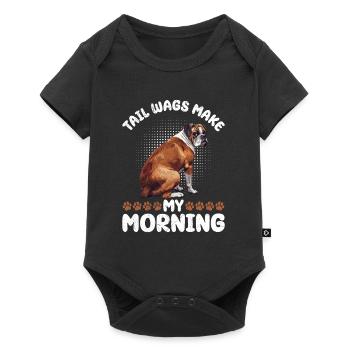 Boxer Dog TAIL WAGS MAKE MY MORNING Funny - Baby Premium short-sleeve bodysuit - black - Front