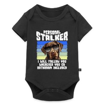 Chien Labrador PERSONAL STALKER JE TE SUIVRAI - Body à manches courtes Premium Bébé - noir - Devant