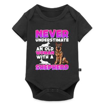 Dogs Granny NEVER UNDERESTIMATE AN OLD WOMAN GERMAN - Baby Premium short-sleeve bodysuit - black - Front