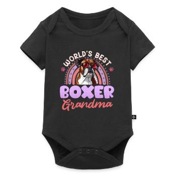 Hundeoma BESTE BOXER OMA DER WELT Deutscher - Baby Premium Kurzarmbody - Schwarz - Vorne
