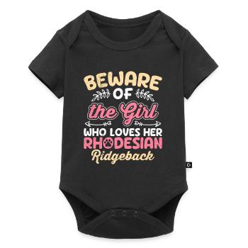 Hundemama BEWARE OF THE GIRL WHO LOVES RHODESIAN - Baby Premium short-sleeve bodysuit - black - Front