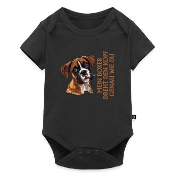 Propriétaire de chien MON BOXER TOURNE LA TÊTE COMME VOUS - Body à manches courtes Premium Bébé - noir - Devant