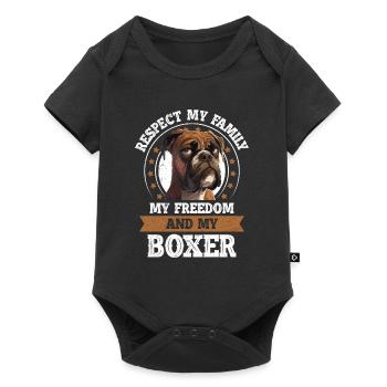 Boxer Owner RESPECT MY FAMILY MY FREEDOM MY - Baby Premium short-sleeve bodysuit - black - Front