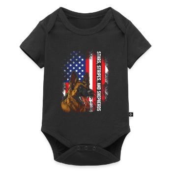 USA Stars Stripes et Berger Berger - Body à manches courtes Premium Bébé - noir - Devant