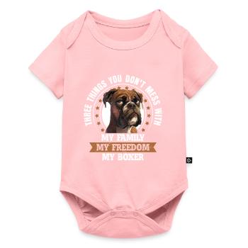 Papa chien boxeur TROIS CHOSES QUE VOUS LAISSEZ TELLES - Body à manches courtes Premium Bébé - rose - Devant