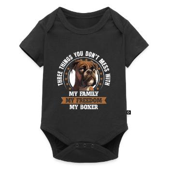 Papa chien boxeur TROIS CHOSES QUE VOUS LAISSEZ TELLES - Body à manches courtes Premium Bébé - noir - Devant