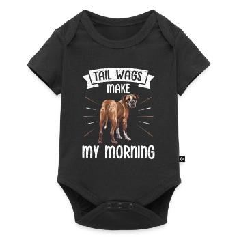 Boxer Dog TAIL WAGS MAKE MY MORNING Funny - Baby Premium short-sleeve bodysuit - black - Front