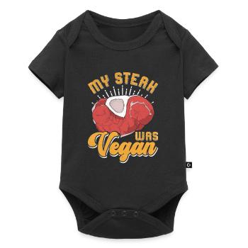 Fleischliebhaber MY STEAK WAS VEGAN Lustiges - Baby Premium Kurzarmbody - Schwarz - Vorne
