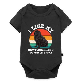 Newfie I LIKE MY NEWFOUNDLAND AND MAYBE 3 PEOPLE - Baby Premium Kurzarmbody - Schwarz - Vorne