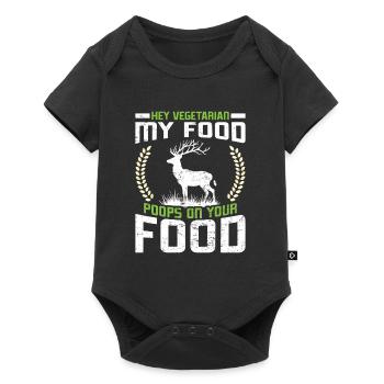 VÉGÉTARIENS! MA NOURRITURE FAIT CACA SUR VOTRE NOURRITURE Lustiges - Body à manches courtes Premium Bébé - noir - Devant