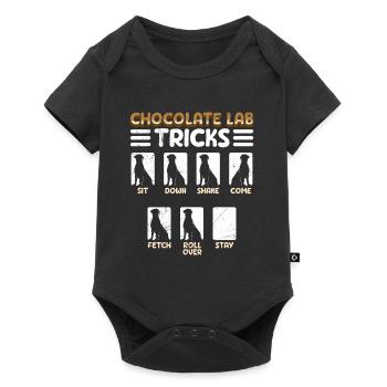 Labrador Lustig CHOCOLATE LAB TRICKS Sturer - Baby Premium Kurzarmbody - Schwarz - Vorne