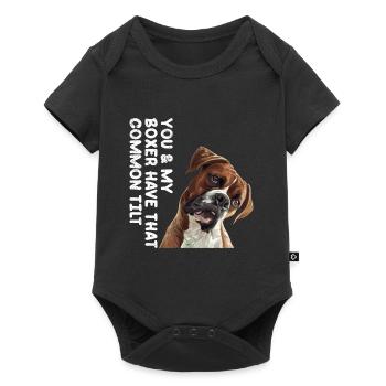 Chien Boxer VOUS ET MON BOXER AVEZ CETTE INCLINAISON COMMUNE - Body à manches courtes Premium Bébé - noir - Devant