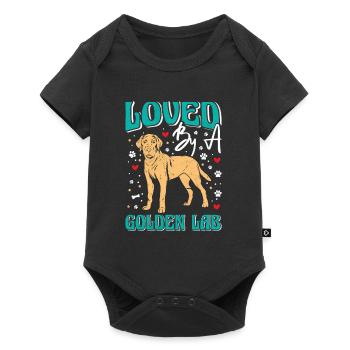 Golden Labrador LOVED BY A GOLDEN LAB Dog Mom - Baby Premium short-sleeve bodysuit - black - Front
