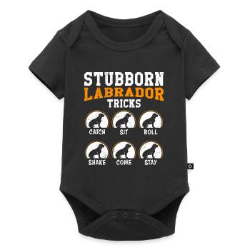 Labrador Owner STUBBORN LABRADOR TRICKS - Baby Premium short-sleeve bodysuit - black - Front