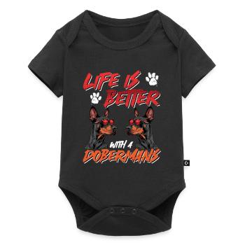 Dobermänner LA VIE EST MEILLEURE AVEC UN DOBERMAN - Body à manches courtes Premium Bébé - noir - Devant