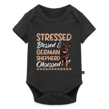 German Shepherd STRESSED OBSESSED - Baby Premium short-sleeve bodysuit - black - Front