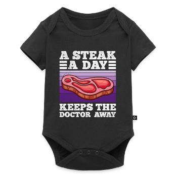 Funny Carnivore A Steak A Day Keeps Doc Away - Baby Premium short-sleeve bodysuit - black - Front