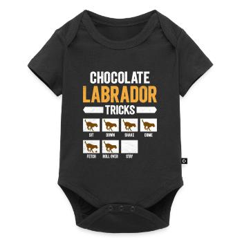 Brauner Labrador CHOCOLATE LABRADOR TRICKS Lustig - Baby Premium Kurzarmbody - Schwarz - Vorne